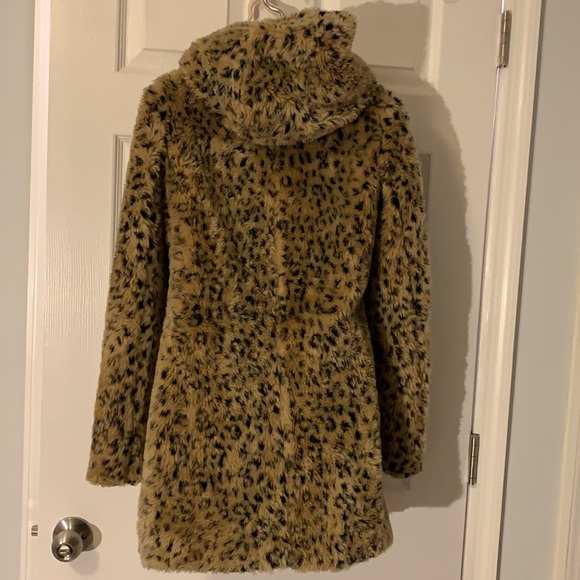 Zara trf leopard animal  fur hooded jacket size xs - Picture 6 of 9
